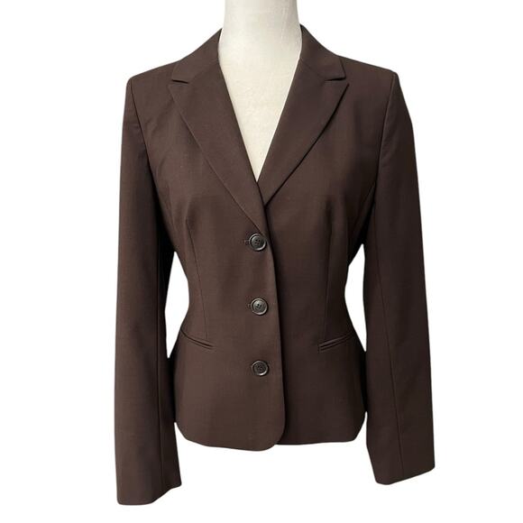 ANN TAYLOR LOFT Brown 3 Button Blazer Back Tie Women’s Size 6 - Picture 1 of 11